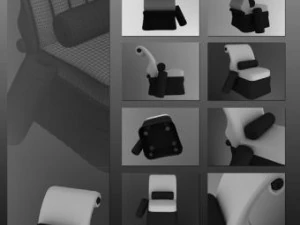 id50024 divano bianco di lusso Modello 3D