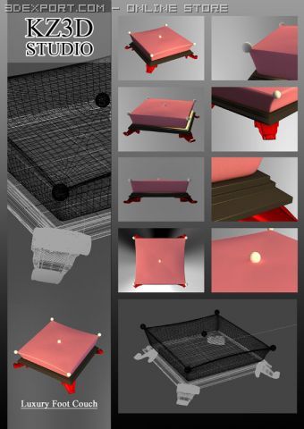 id50025 luxury foot couch 3D Model .c4d .max .obj .3ds .fbx .stl .blend
