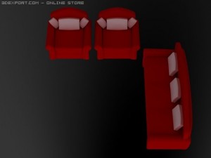 id50027 red sofa sets 3D Модель