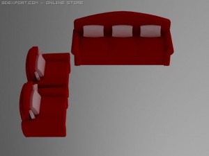id50027 red sofa sets 3D Модель