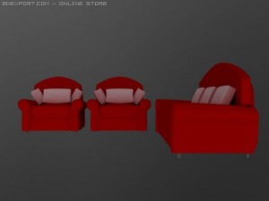 id50027 red sofa sets 3D Модель