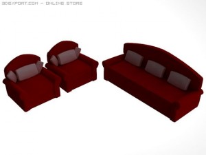 id50027 red sofa sets 3D Модель