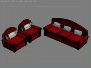 id50027 red sofa sets 3D Модель