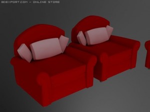 id50027 red sofa sets 3D Модель
