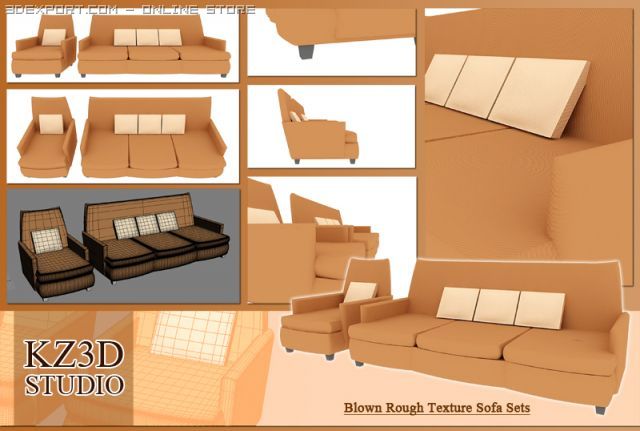 id50028 blown texture sofa 3D Model .c4d .max .obj .3ds .fbx .stl .blend 