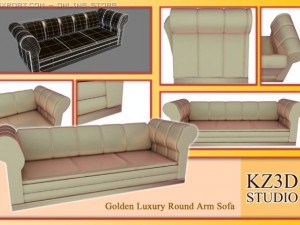 id50029 luxury round arm sofa Model 3D