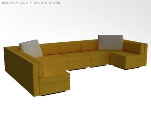id50030 long yellow sofa Model 3D