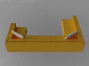 id50030 long yellow sofa Model 3D