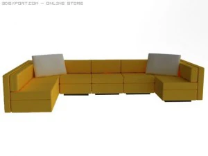 id50030 long yellow sofa 3D Model