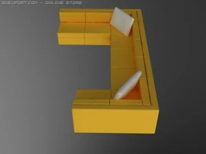 id50030 long yellow sofa 3D Model