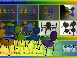 id50031 4 colour round arm classic chair Model 3D