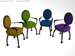 id50031 4 colour round arm classic chair 3D Model