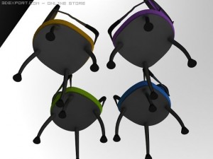 id50031 4 colour round arm classic chair 3D Model