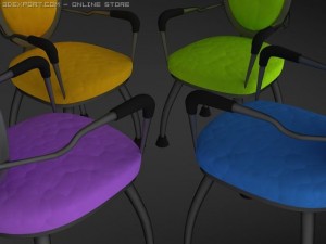 id50031 4 colour round arm classic chair 3D Model