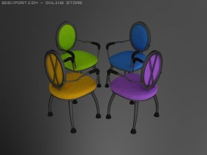id50031 4 colour round arm classic chair 3D Model