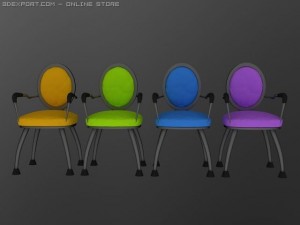 id50031 4 colour round arm classic chair 3D Model