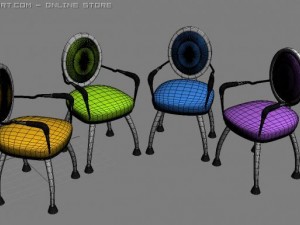 id50031 4 colour round arm classic chair 3D Model