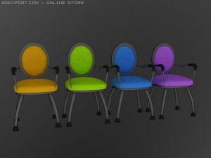 id50031 4 colour round arm classic chair 3D Model