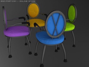id50031 4 colour round arm classic chair 3D Model