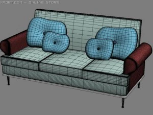 id50032 baby blue sofa 3D Model