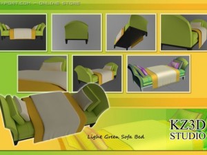 id50033 green sofa bed Model 3D