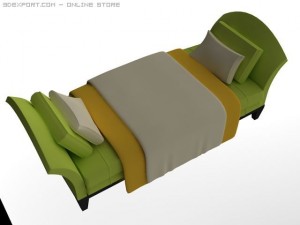 id50033 green sofa bed 3D Модель