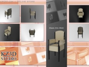 id50034 classic arm chair Model 3D
