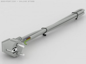 power cord with european unischuko plug 3D Model