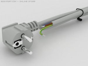 power cord with european unischuko plug 3D Модель
