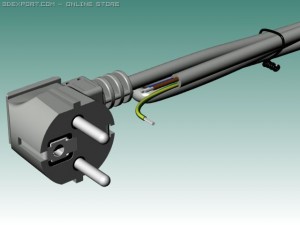 power cord with european unischuko plug 3D Модель