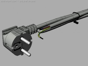 power cord with european unischuko plug 3D Модель