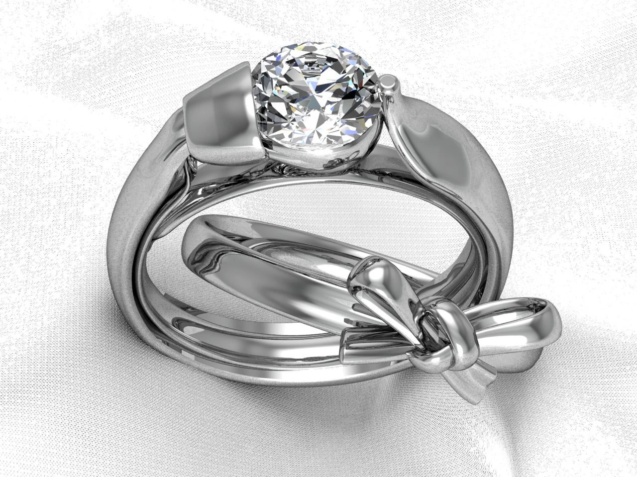 solitaire ring with matching band 3D Print Model .c4d .max .obj .3ds .fbx .stl .blend 