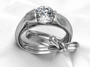 solitaire ring with matching band 3D Baskı Modeli