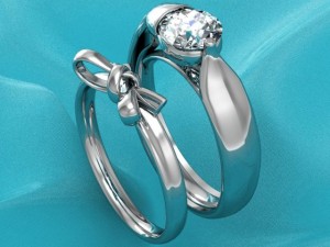 solitaire ring with matching band 3D Print Model