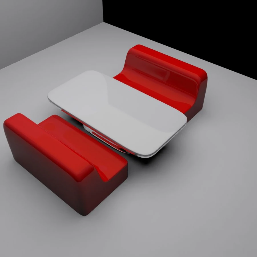 sixties diner seat and table 3D Model .c4d .max .obj .3ds .fbx .stl .blend 