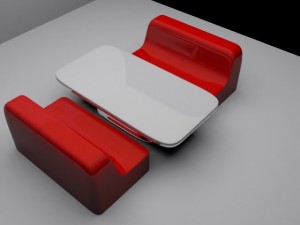 sixties diner seat and table Modelo 3D