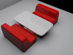 60年代のディナーシートとテーブル 3Dモデル