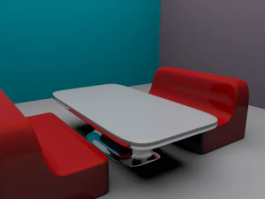sixties diner seat and table 3D Model