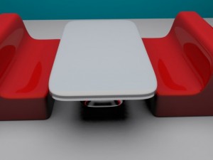 sixties diner seat and table 3D 모델