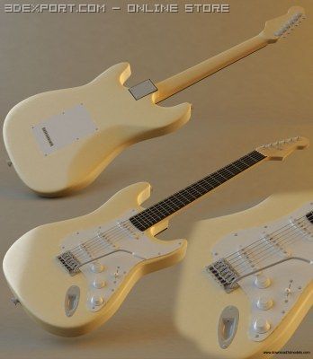 electric guitar 3D Модель .c4d .max .obj .3ds .fbx .stl .blend 
