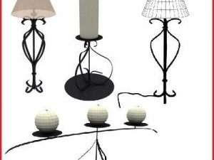 table lamp and candles set of 3 3D-Modell