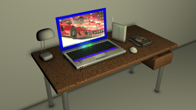 laptop on table 3D Model .c4d .max .obj .3ds .fbx .stl .blend 