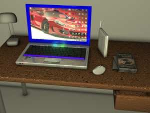 laptop on table 3D Model