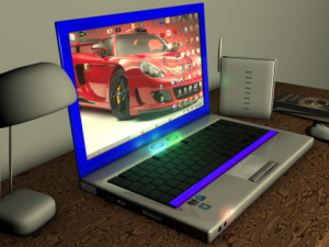 laptop on table 3D Model