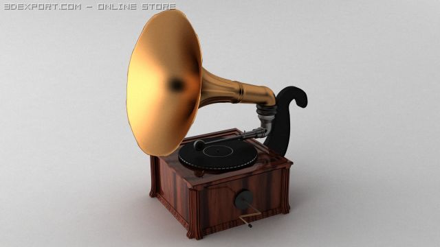 gramaphone 3D Model .c4d .max .obj .3ds .fbx .stl .blend 