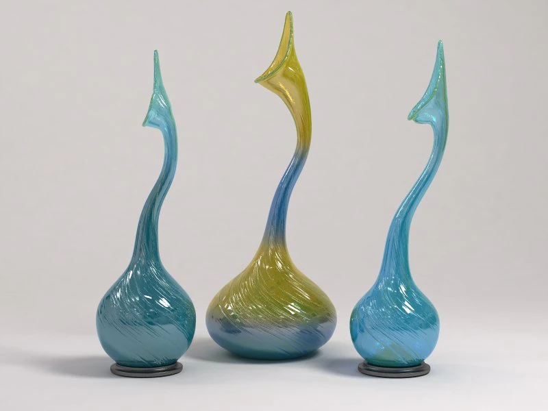 3 vases in the style of a tornado 3D Model .c4d .max .obj .3ds .fbx .stl .blend 