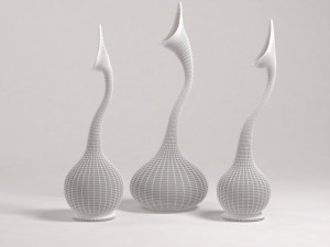 3 vases in the style of a tornado Modello 3D