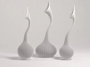 3 vases in the style of a tornado 3D Model