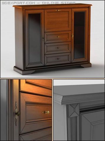 cabinet black white 3D मॉडल .c4d .max .obj .3ds .fbx .stl .blend