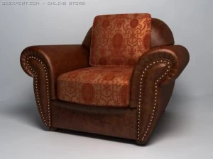 leather classic club style armcheir chesterfield 3D Model